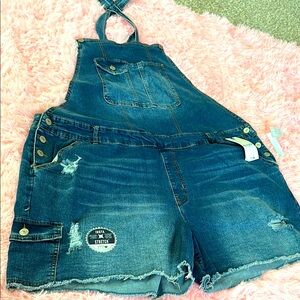 Wallflower Blue Denim Overall Shorts